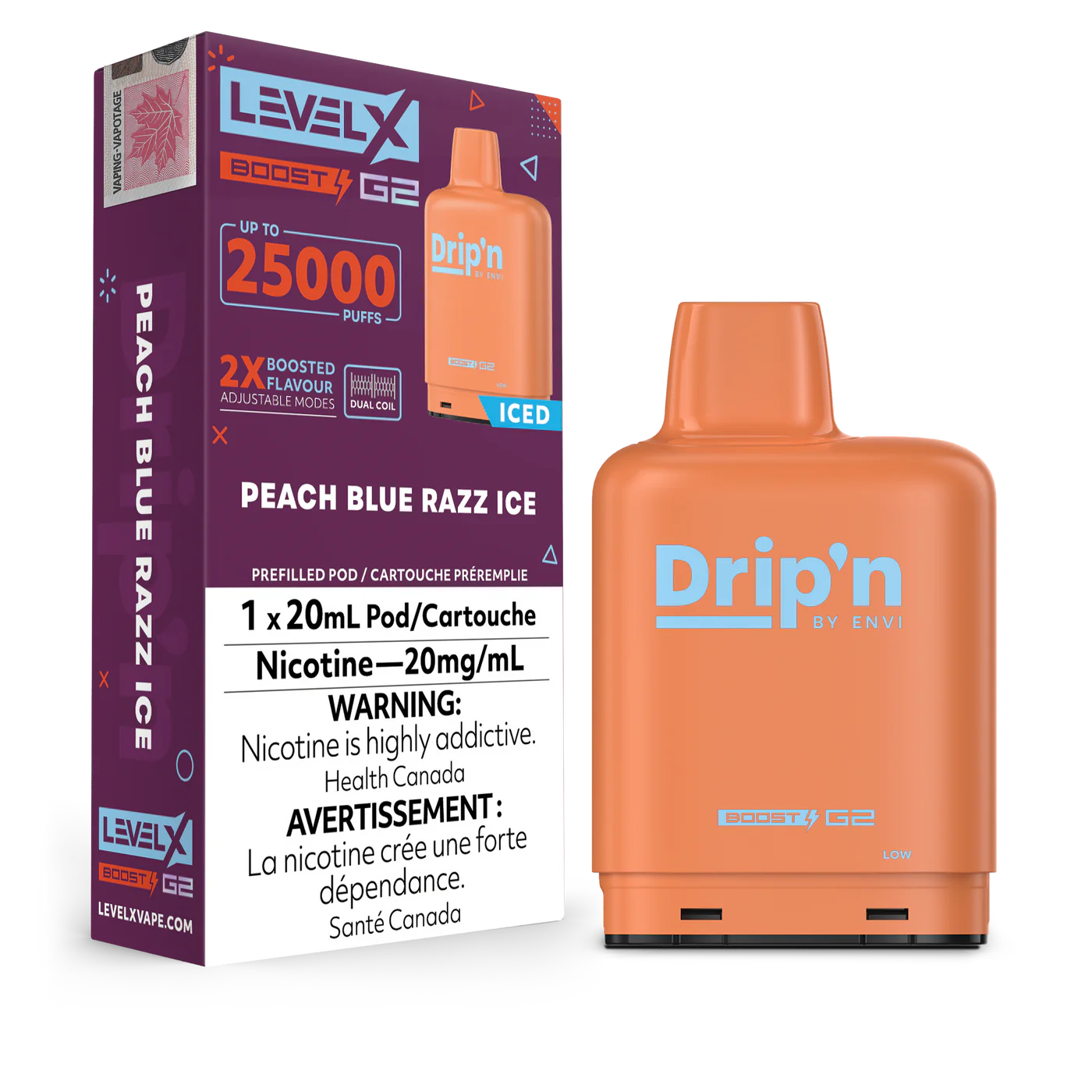 Drip’n Level X Boost Pod G2 - Peach Blue Razz Ice (FED)
