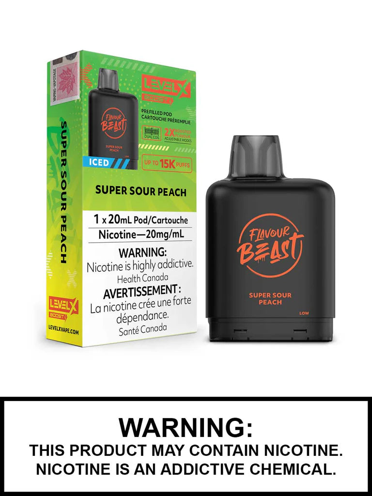 Flavour Beast Level X Boost Pod - Super Sour Peach Iced (FED)
