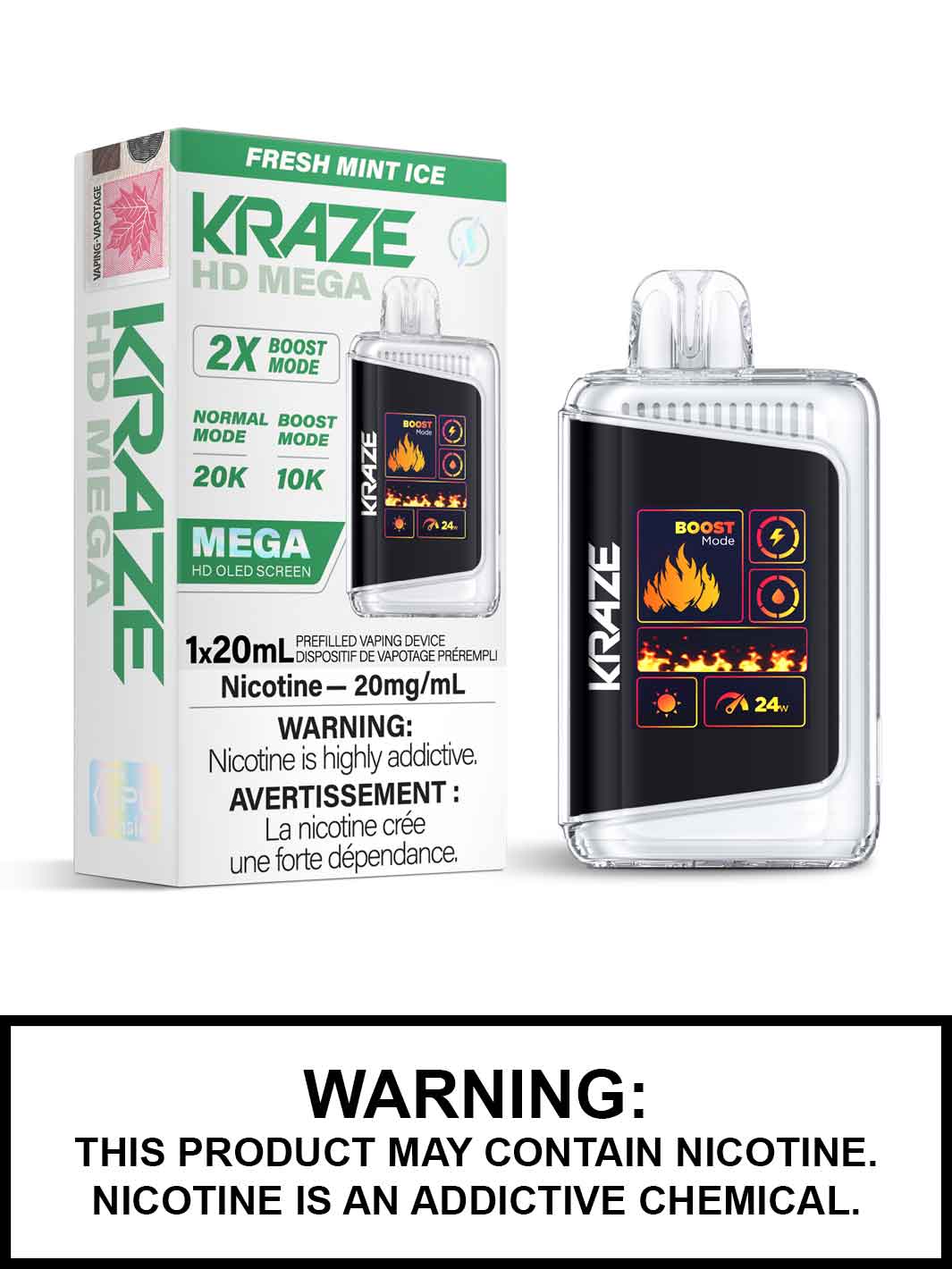 Kraze 20000 Disposable - Fresh Mint Ice 20mg (AB)