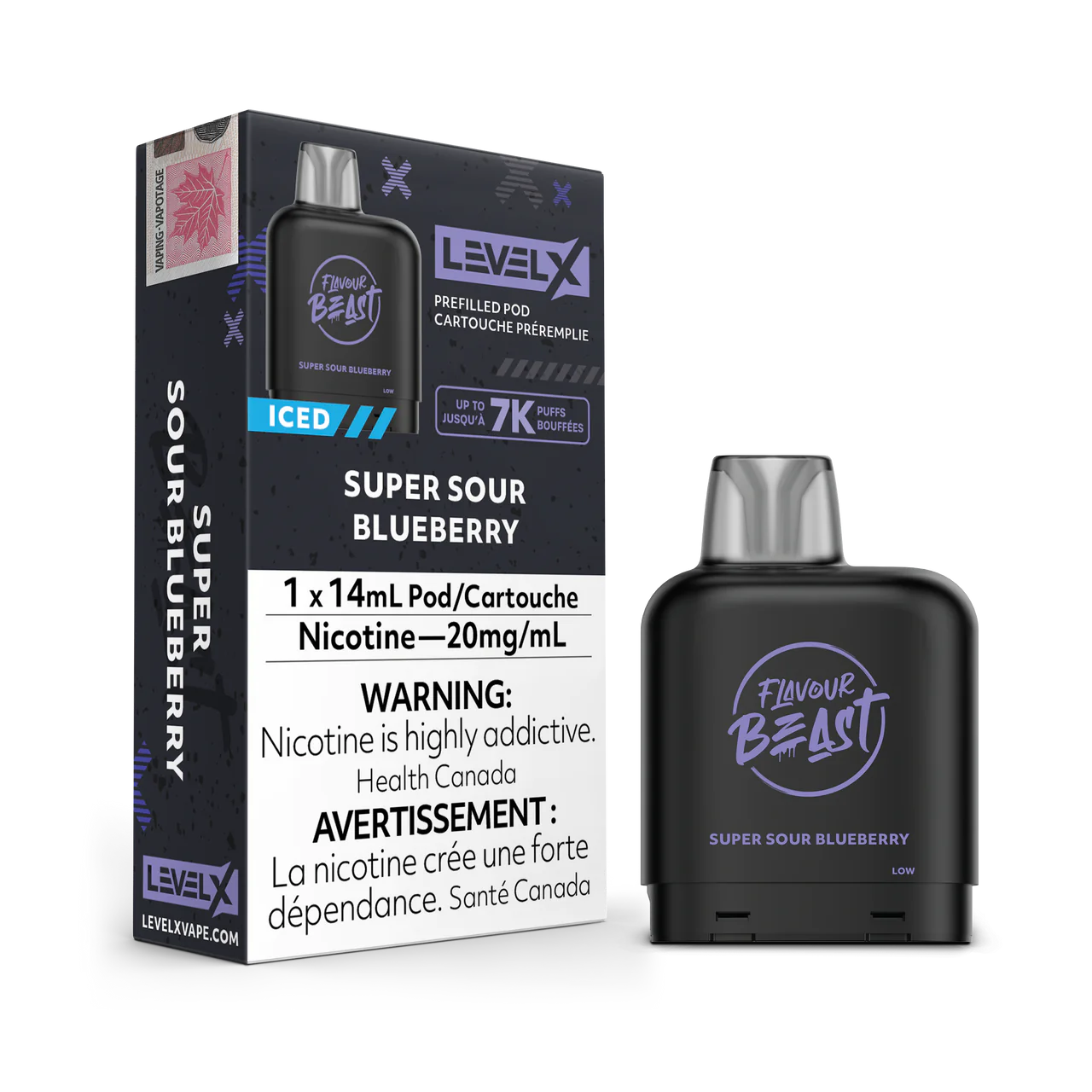 Flavour Beast Level X 7000 Pod - Super Sour Blueberry (Vape tax included)