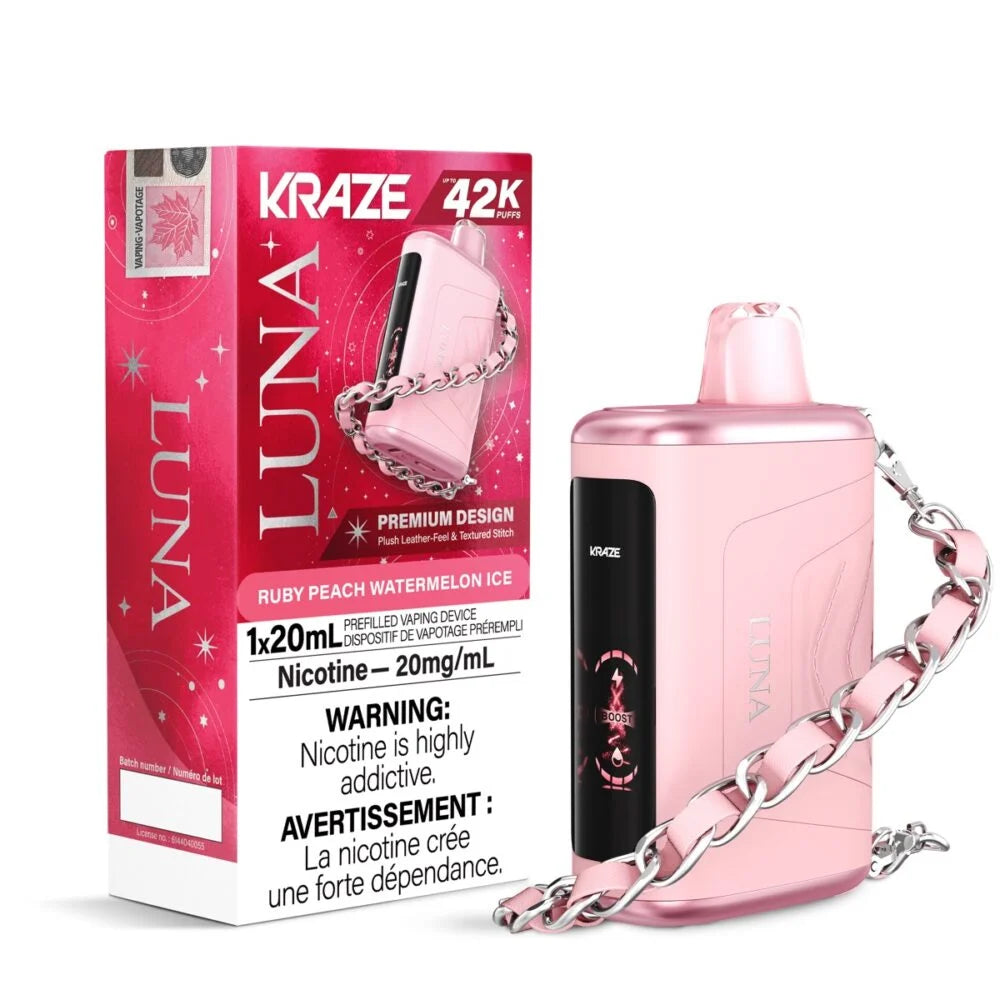 Kraze 42000 Luna Disposable - Ruby Peach Watermelon Ice 20mg (AB)