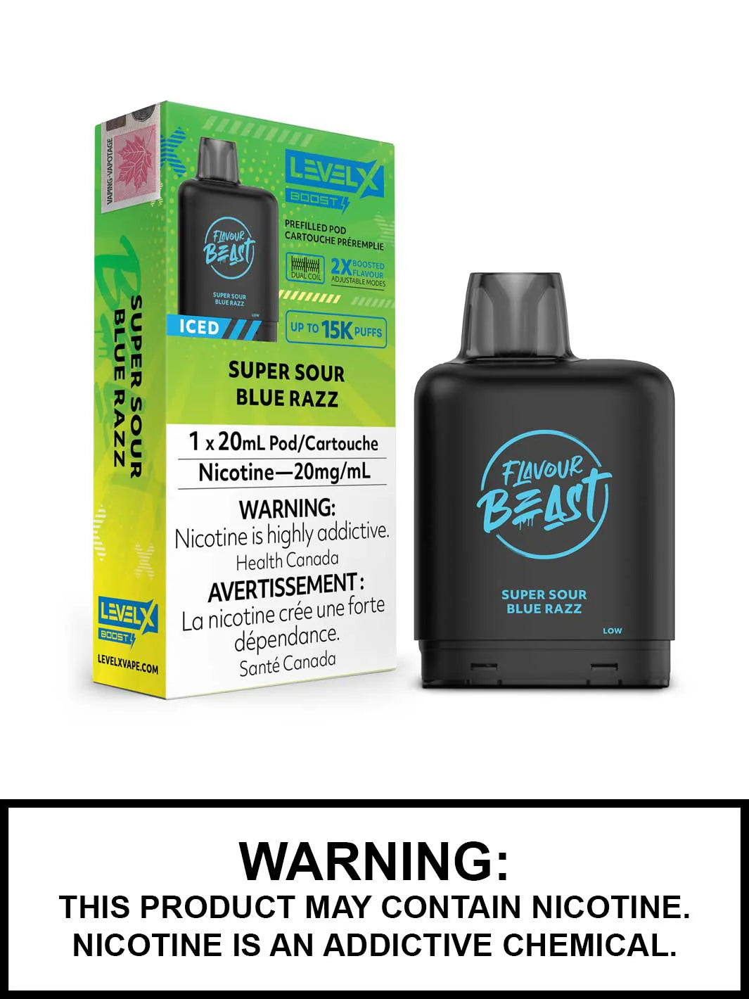 Flavour Beast Level X Boost Pod - Super Sour Blue Razz Iced (FED)