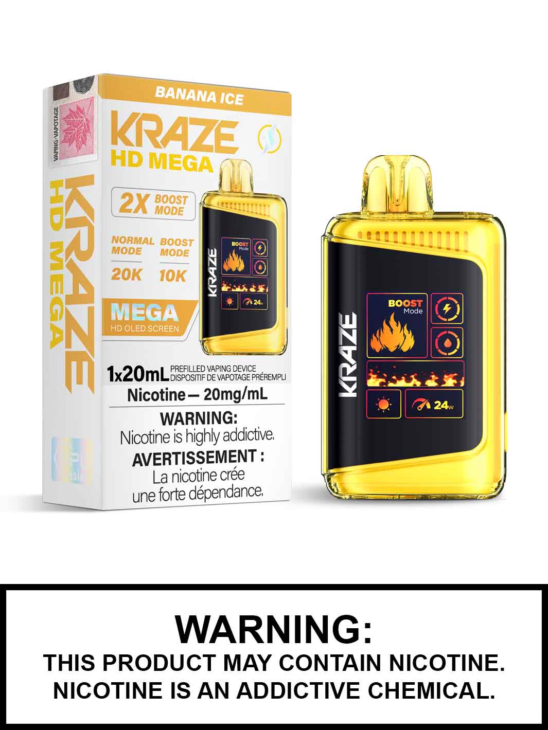 Kraze 20000 Disposable - Banana Ice 20mg (AB)