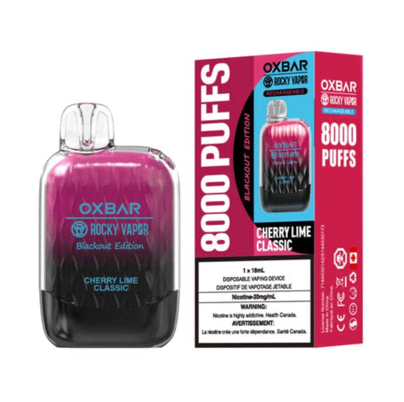 Oxbar 8000 puff Cherry Lime Classic (FED)