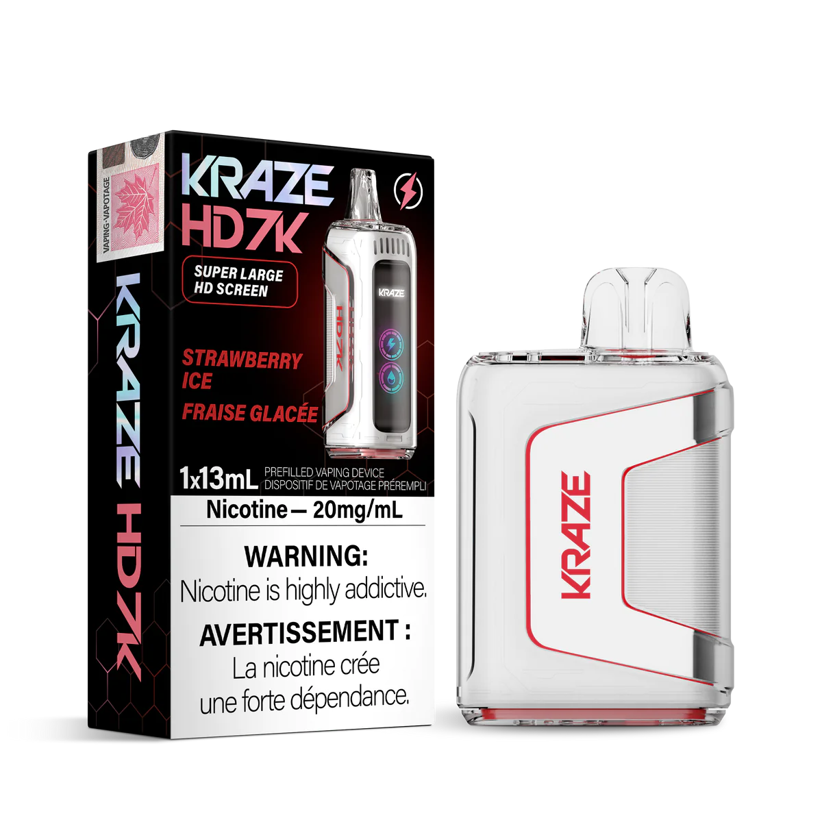 Kraze 7000 Disposable - Strawberry Ice 20MG (Vape tax included)