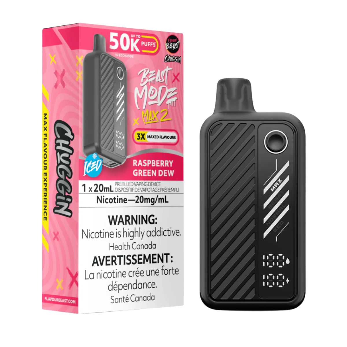 (AB) Flavour Beast: Mode Max 2 (50K) Chuggin’ - Raspberry Green Dew