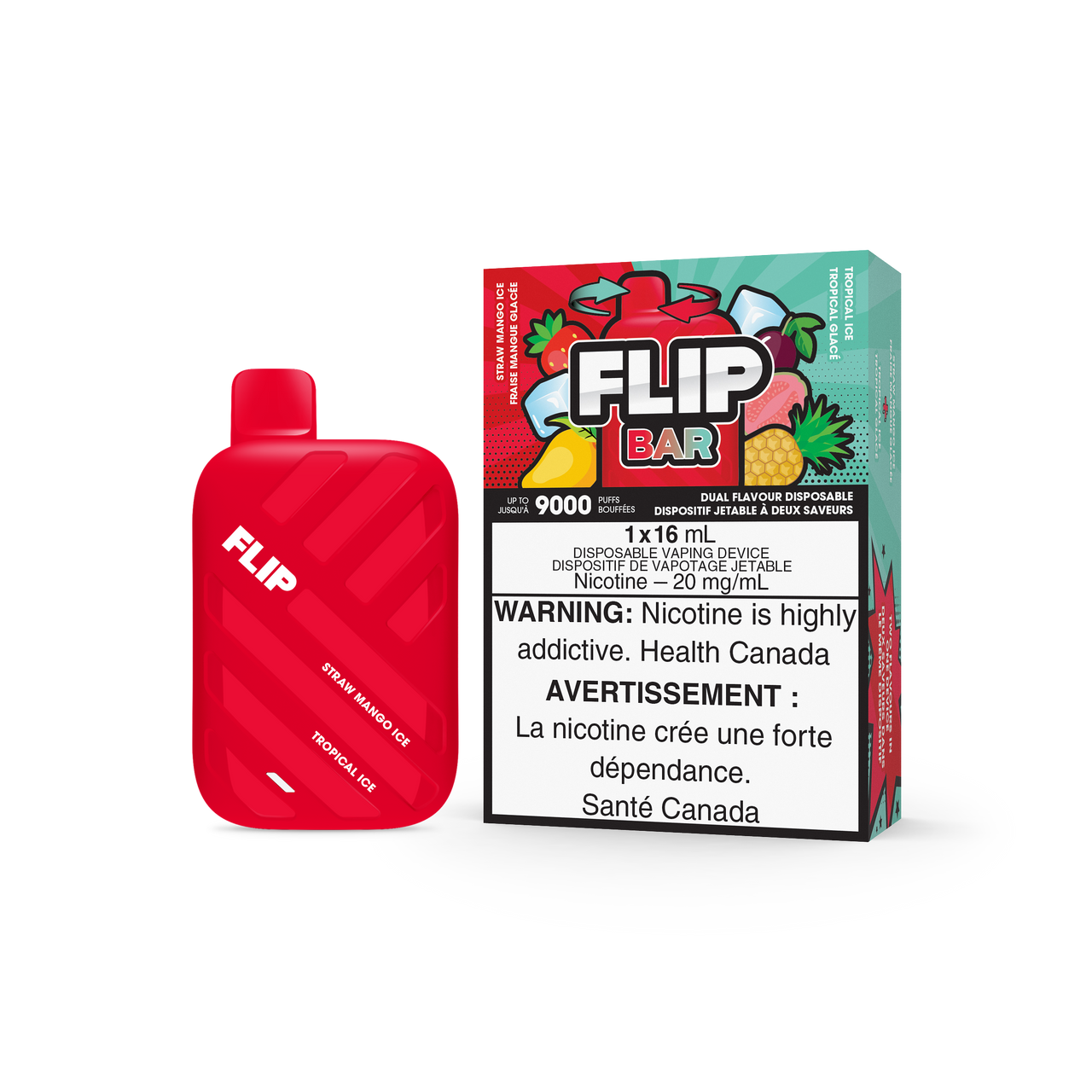 Flip Bar 9000 Disposable - Straw Mango Ice + Tropical Ice 20MG (FED)
