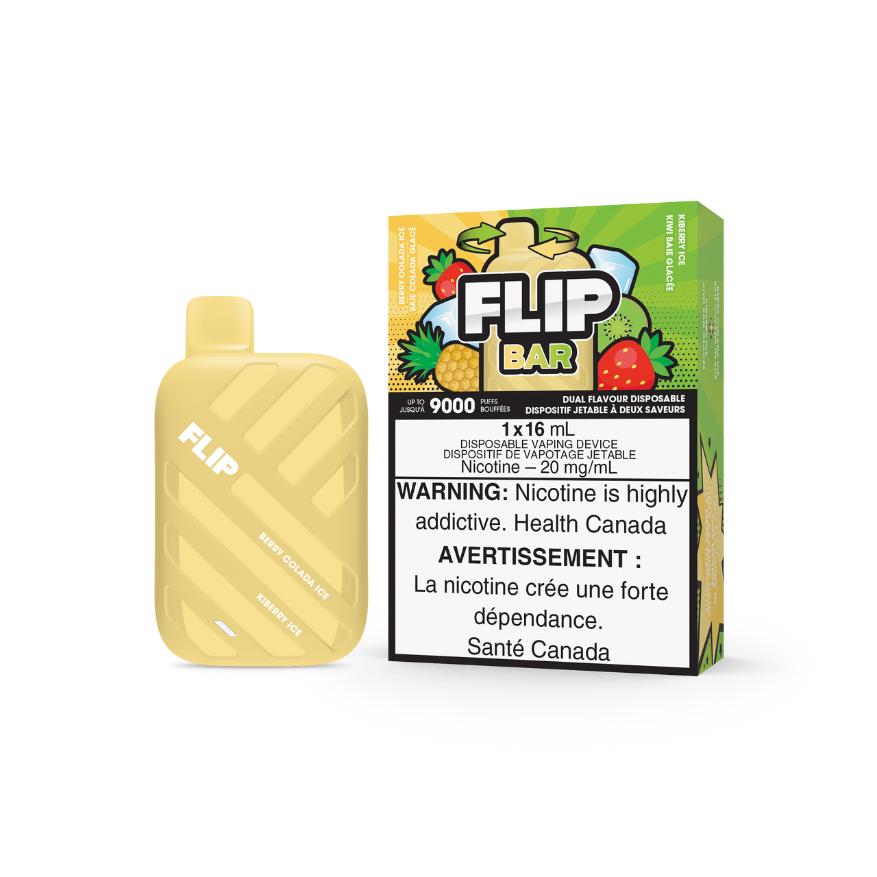 Flip Bar 9000 Disposable - Berry Colada Ice + Kiberry Ice 20MG (FED)