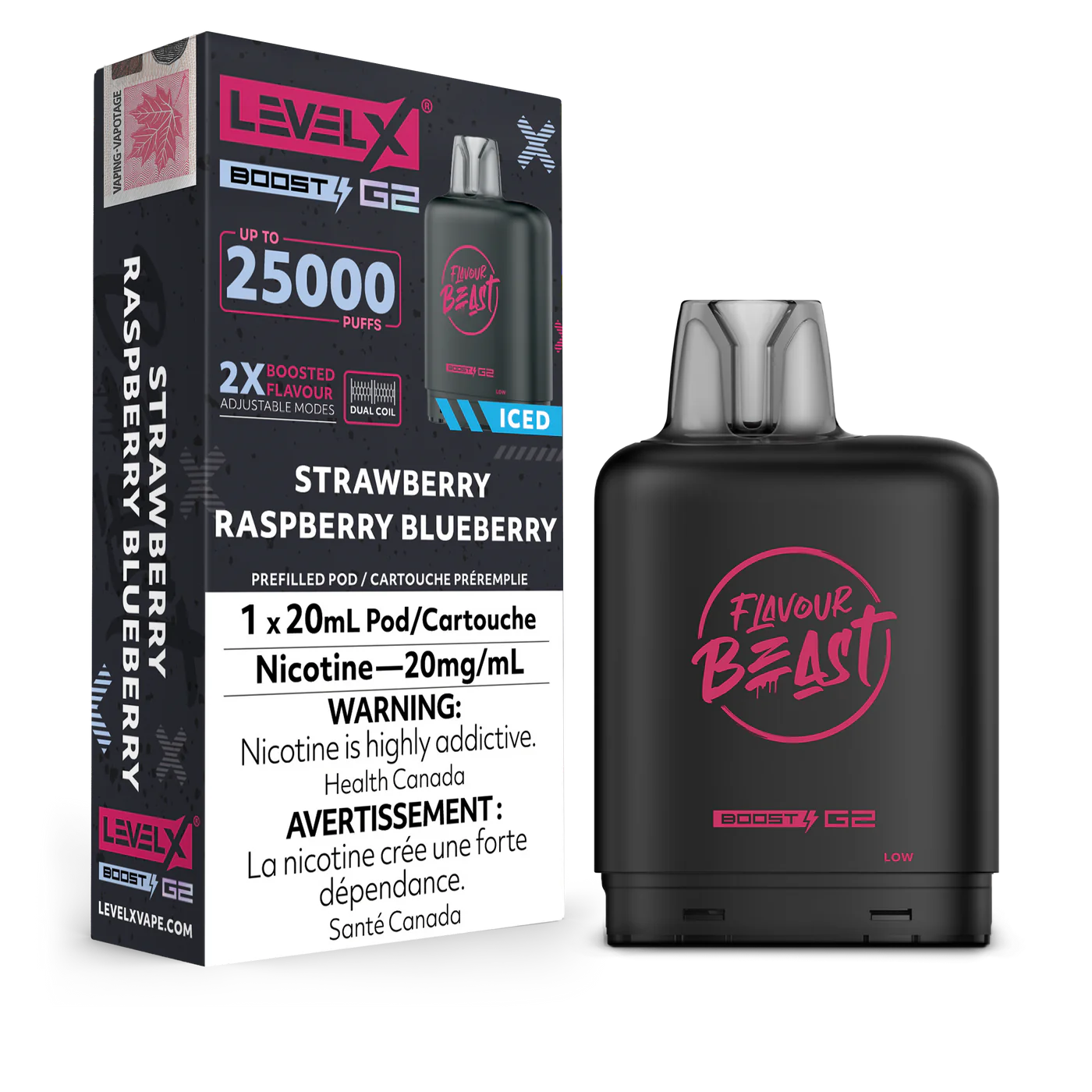 Flavour Beast Level X Boost Pod - Strawberry Raspberry Blueberry Ice (FED)