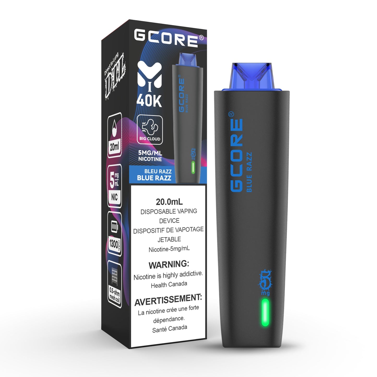 Blue razz: Gcore Hookah 40000 (5mg/ml) (AB)