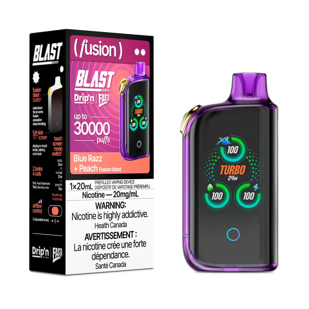 Drip’n BLAST Fusion Series 30000 Puff - Blue Razz + Peach (AB)