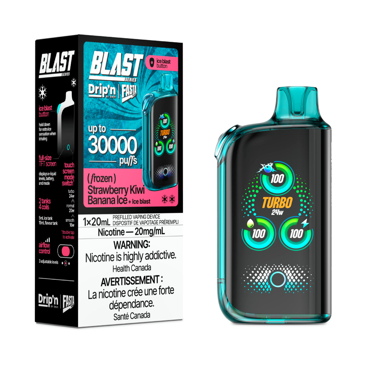 Drip’n BLAST 30000 Puffs - Strawberry Kiwi Banana Ice (AB)