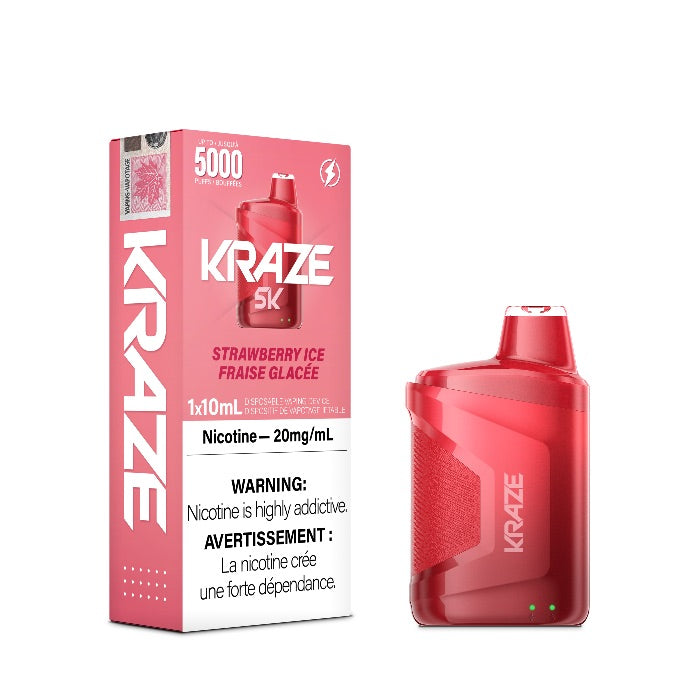 Kraze 5000 Disposable - Strawberry Iced 20MG with Lanyard