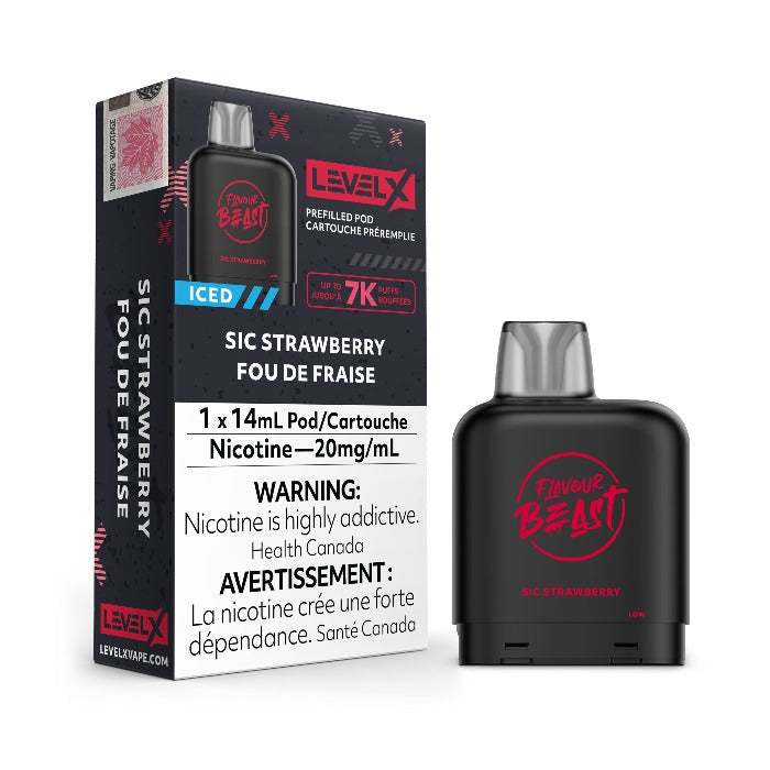 Flavour Beast Level X 7000 Pod - Sic Strawberry (Vape tax included)