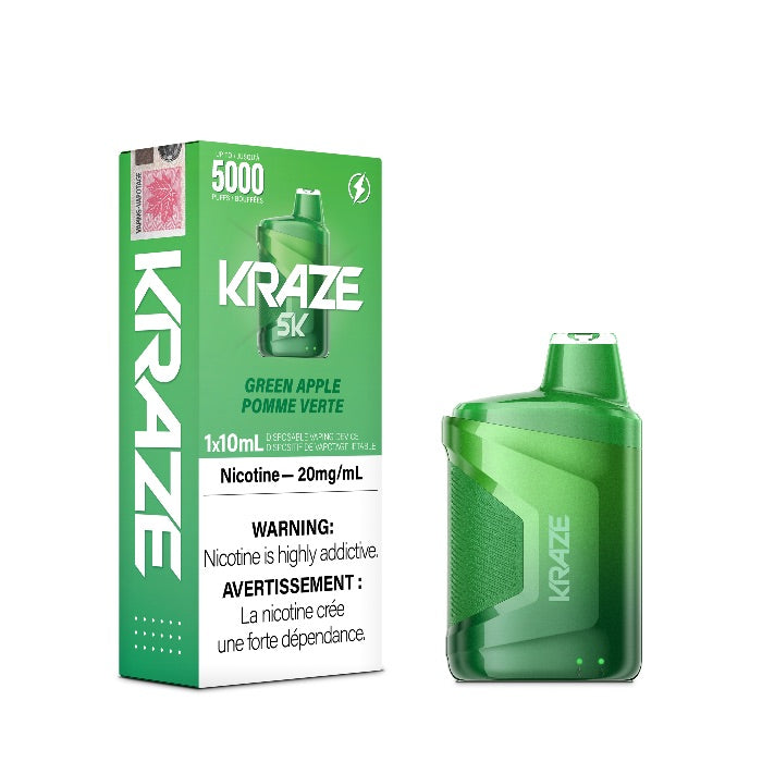 Kraze 5000 Disposable - Green Apple 20MG with Lanyard