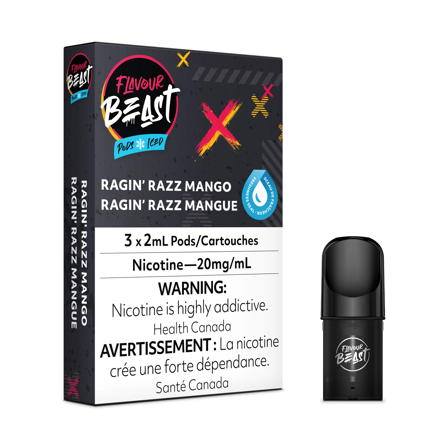 Flavour Beast Pods - Ragin’ Razz Mango Iced (20mg/mL) (FED)