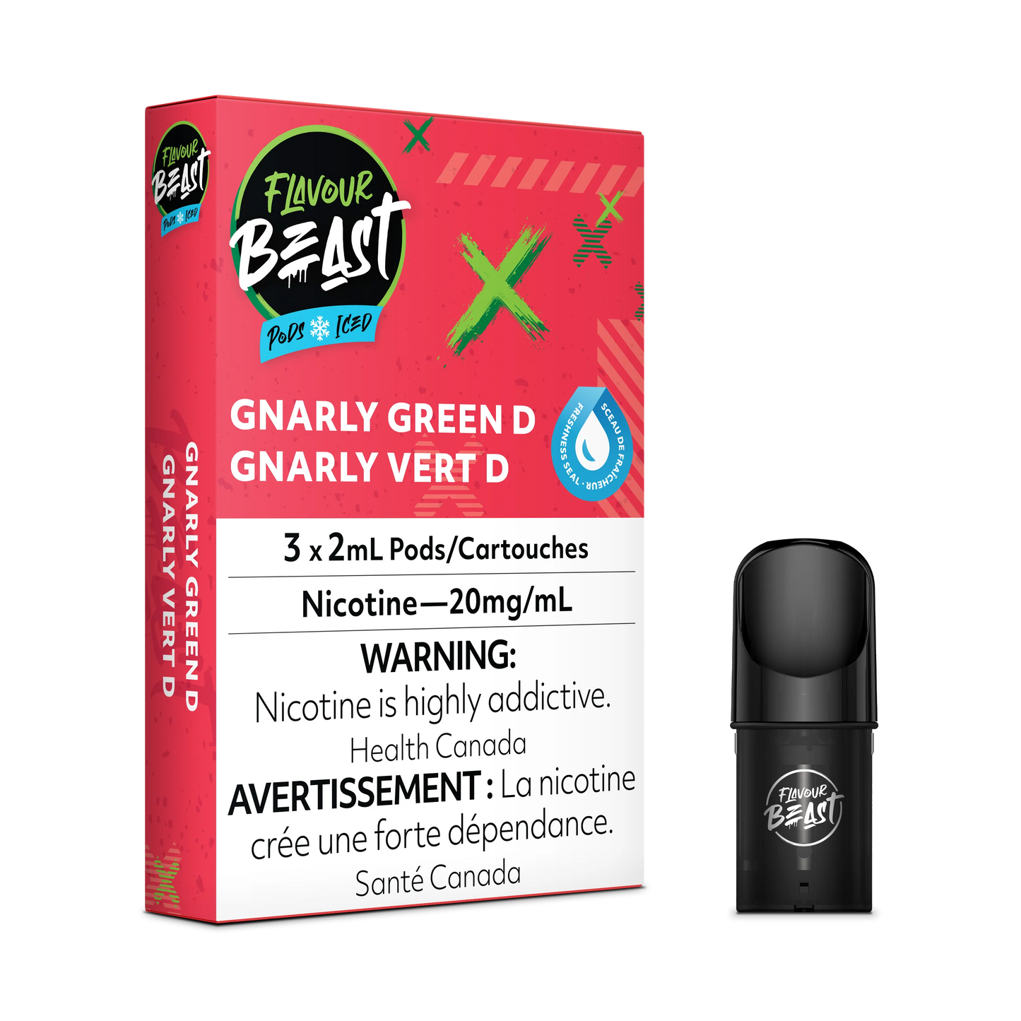 Flavour Beast Pods - Gnarly Green D Iced (20mg/mL) (FED)