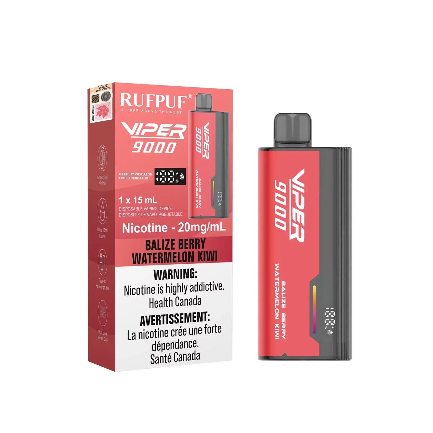 Rufpuf Viper 9000 Balize Berry Watermelon Kiwi 20mg (Excise Tax)