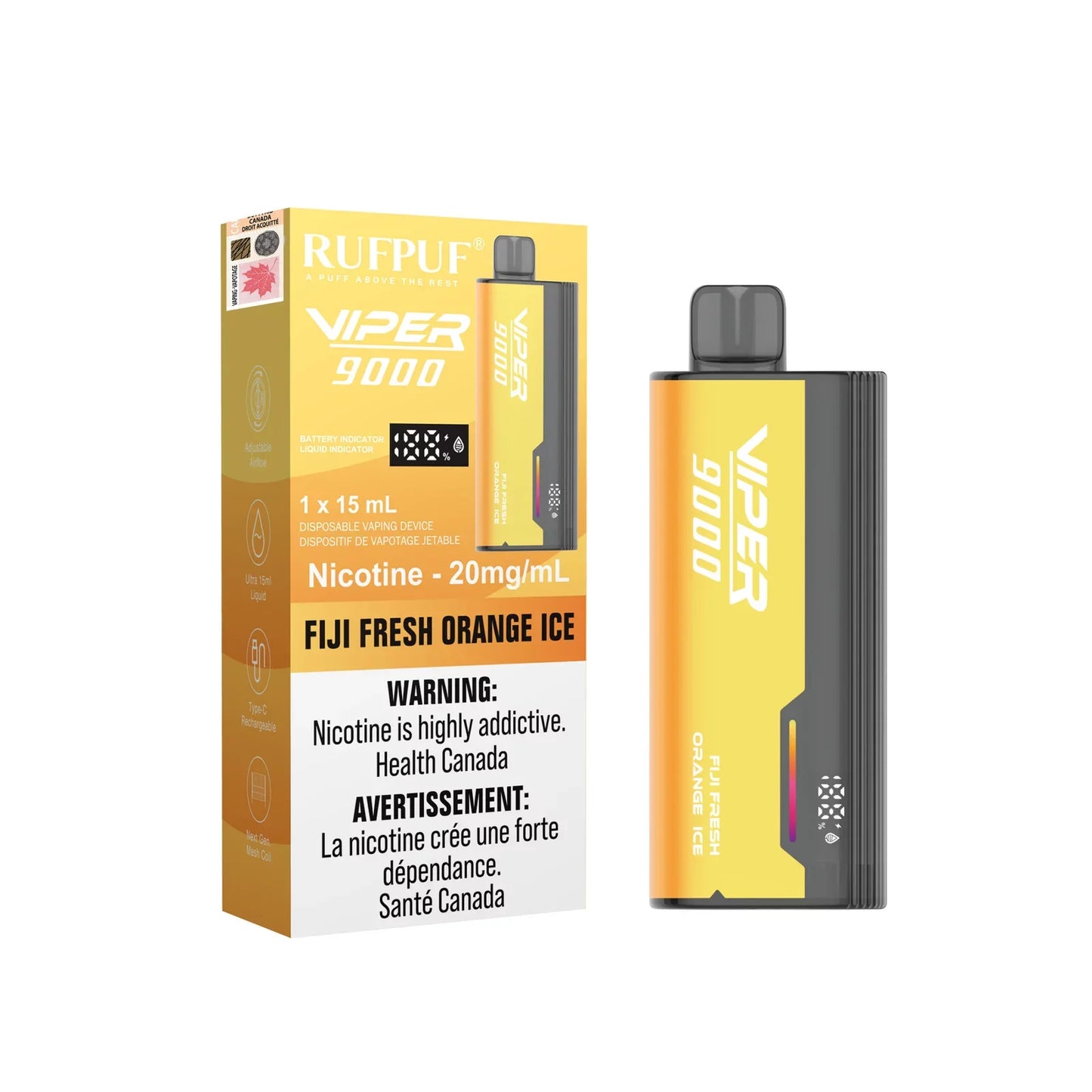 Rufpuf Viper 9000 Fiji Fresh Orange Ice 20mg (Excise Tax)