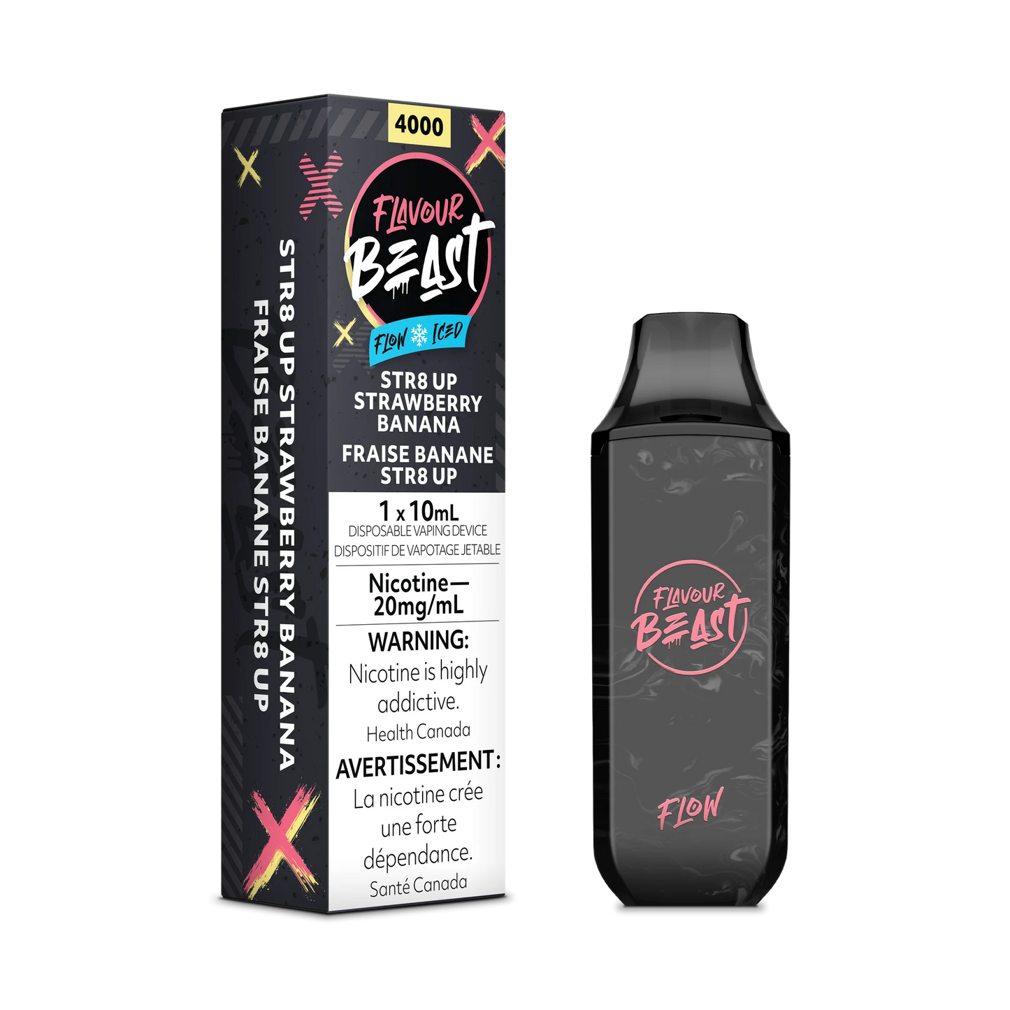 Flavour Beast Flow 4000 - STR8 Up Strawberry Banana Iced (Vape tax included)