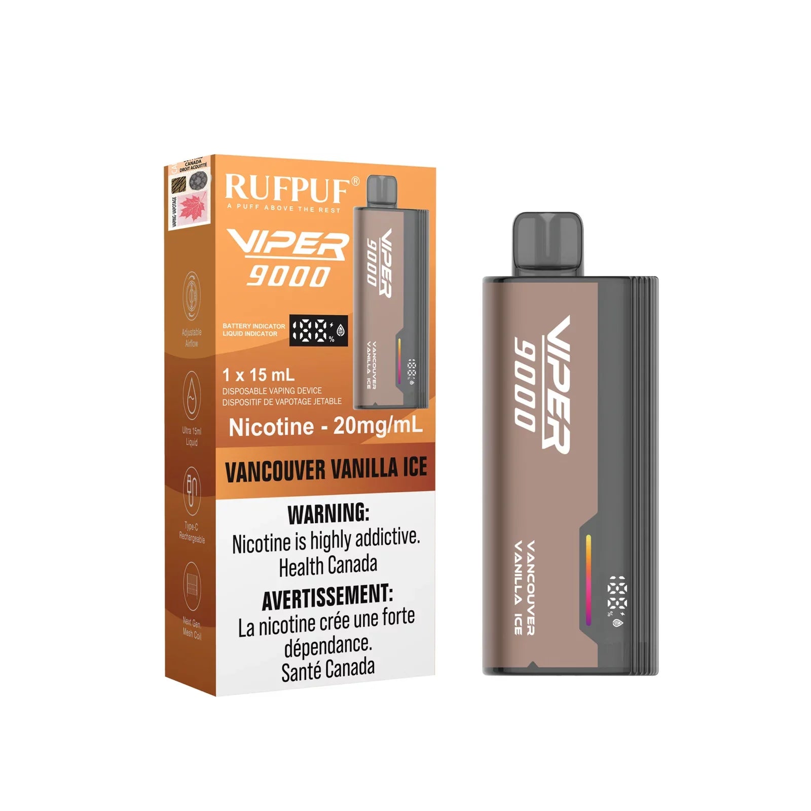 Rufpuf Viper 9000 Vancouver Vanilla Ice 20mg Excise Tax Vape