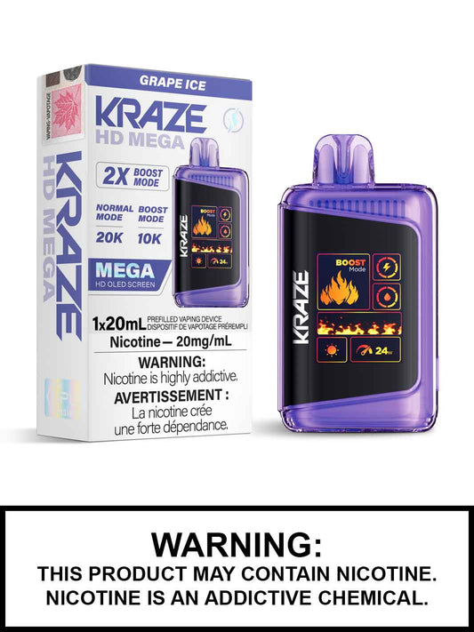 Kraze 20000 Disposable - Grape Ice 20mg (Vape tax included)