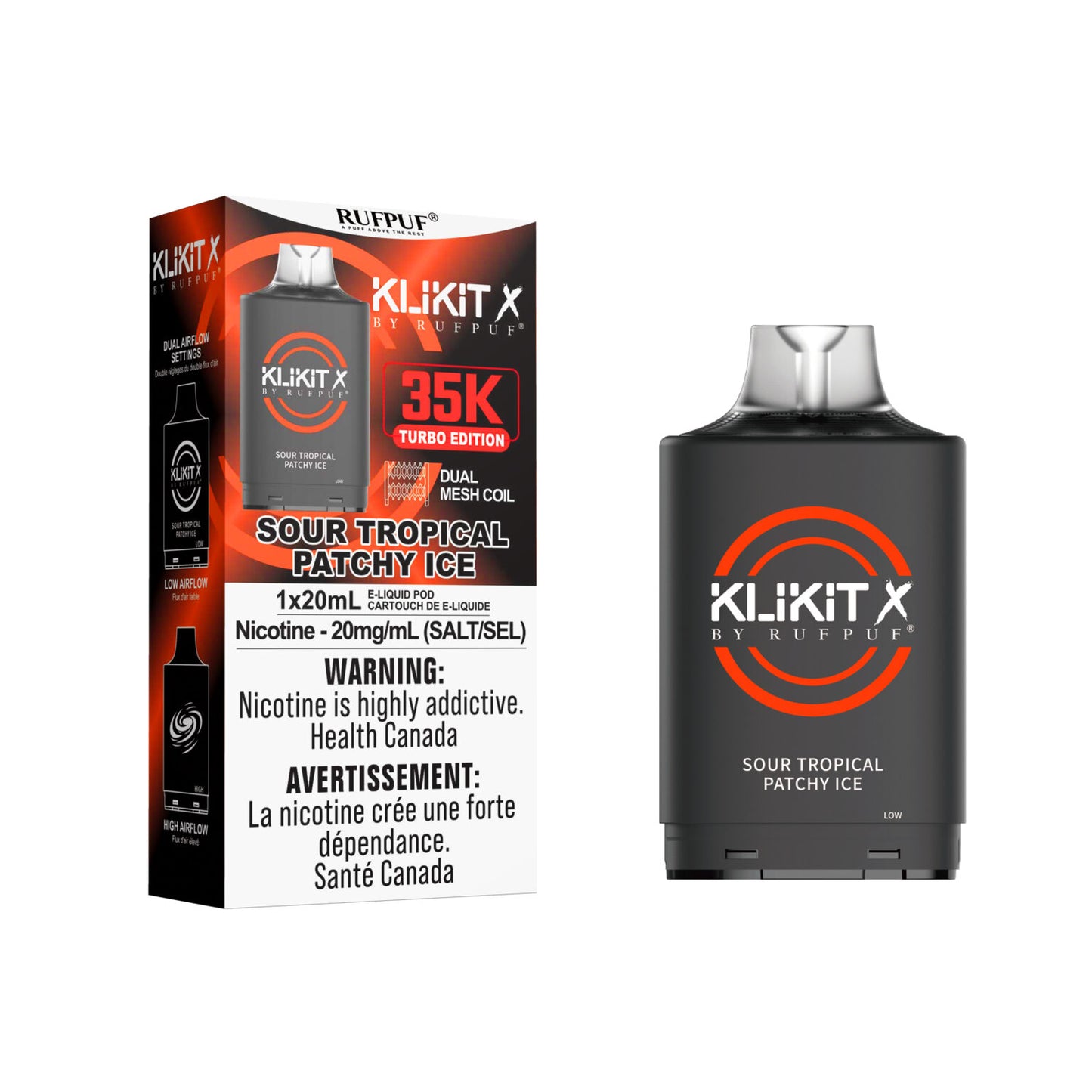 Rufpuf Klikit X 35000 Pod- Sour Tropical Patchy Ice (Vape tax included)