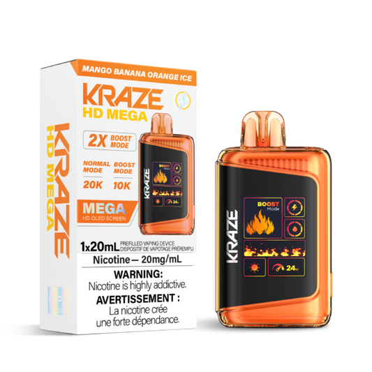 Kraze 20000 Disposable - Mango Banana Orange Ice 20mg (Vape tax included)