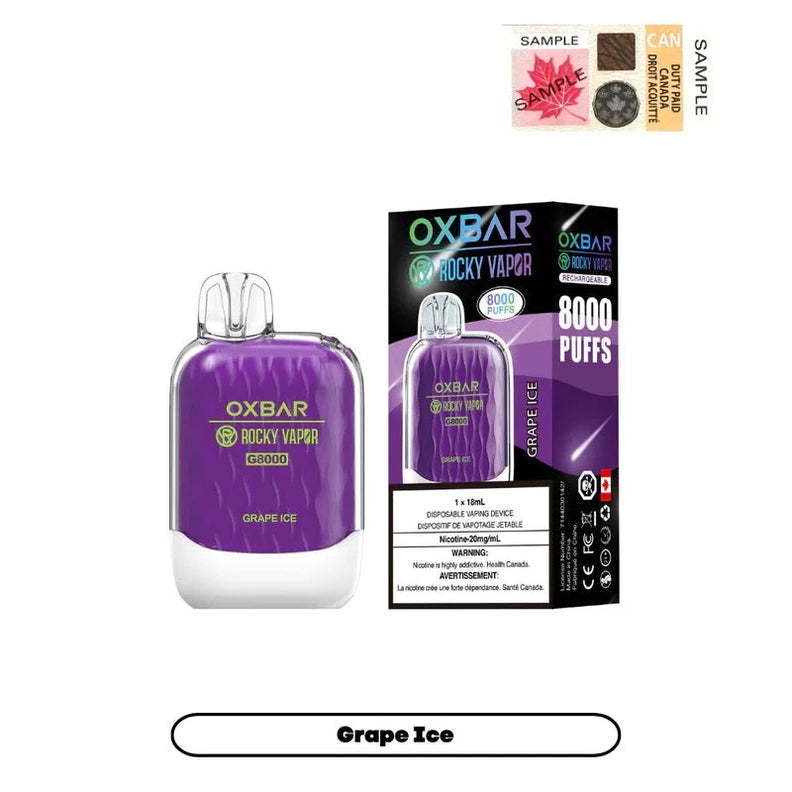 Oxbar 8000 puff Grape Ice (Vape tax included)