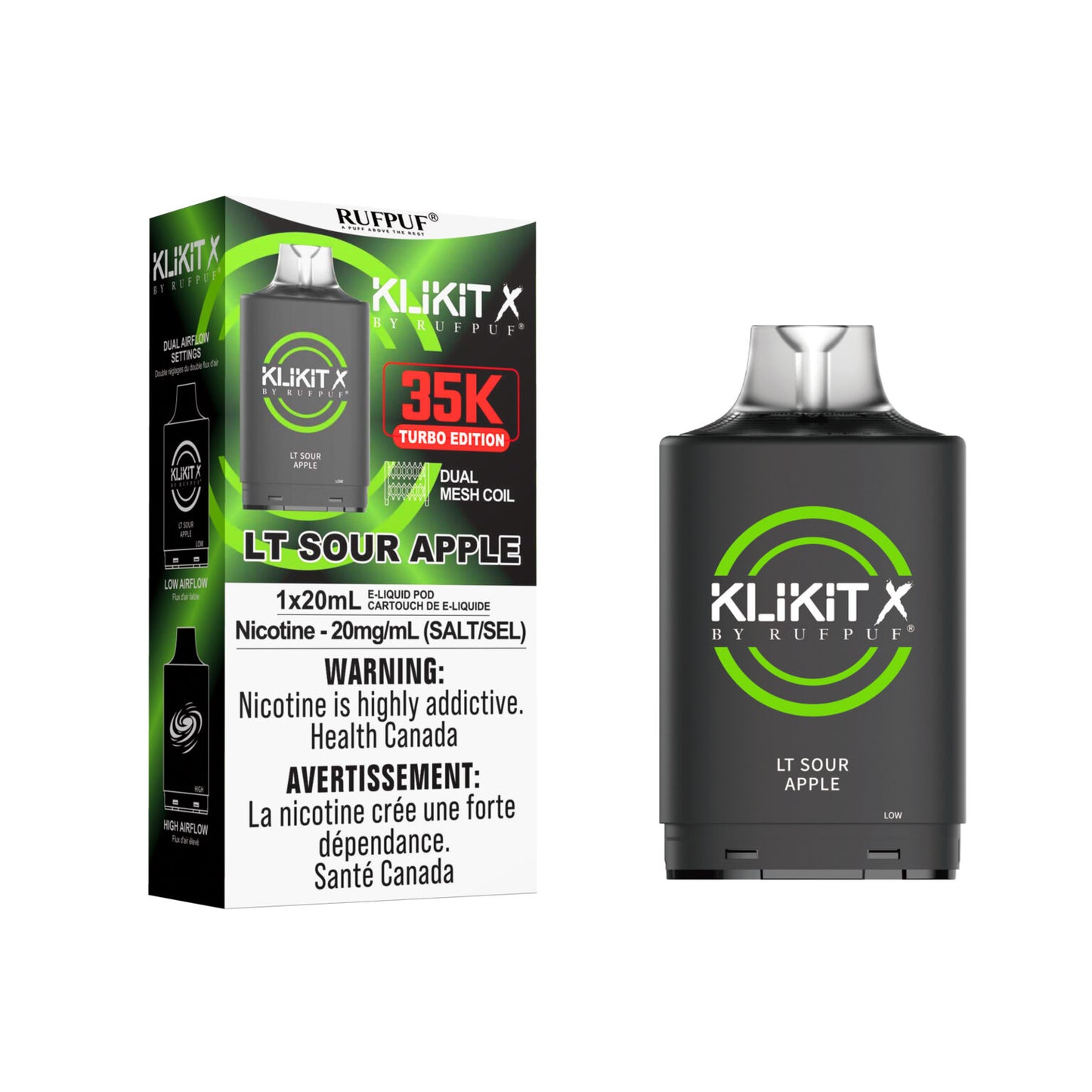 Rufpuf Klikit X 35000 Pod- LT Sour Apple (Vape tax included)