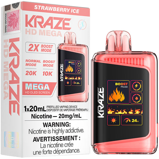 Kraze 20000 Disposable - Strawberry Ice 20mg (Vape tax included)