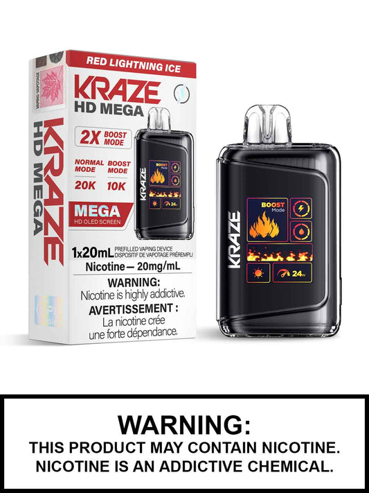 Kraze 20000 Disposable - Red Lightning Ice 20mg (Vape tax included)