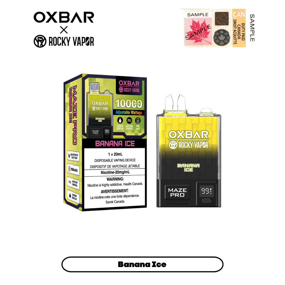 Oxbar 10000 puffs Banana Ice (Vape tax included)