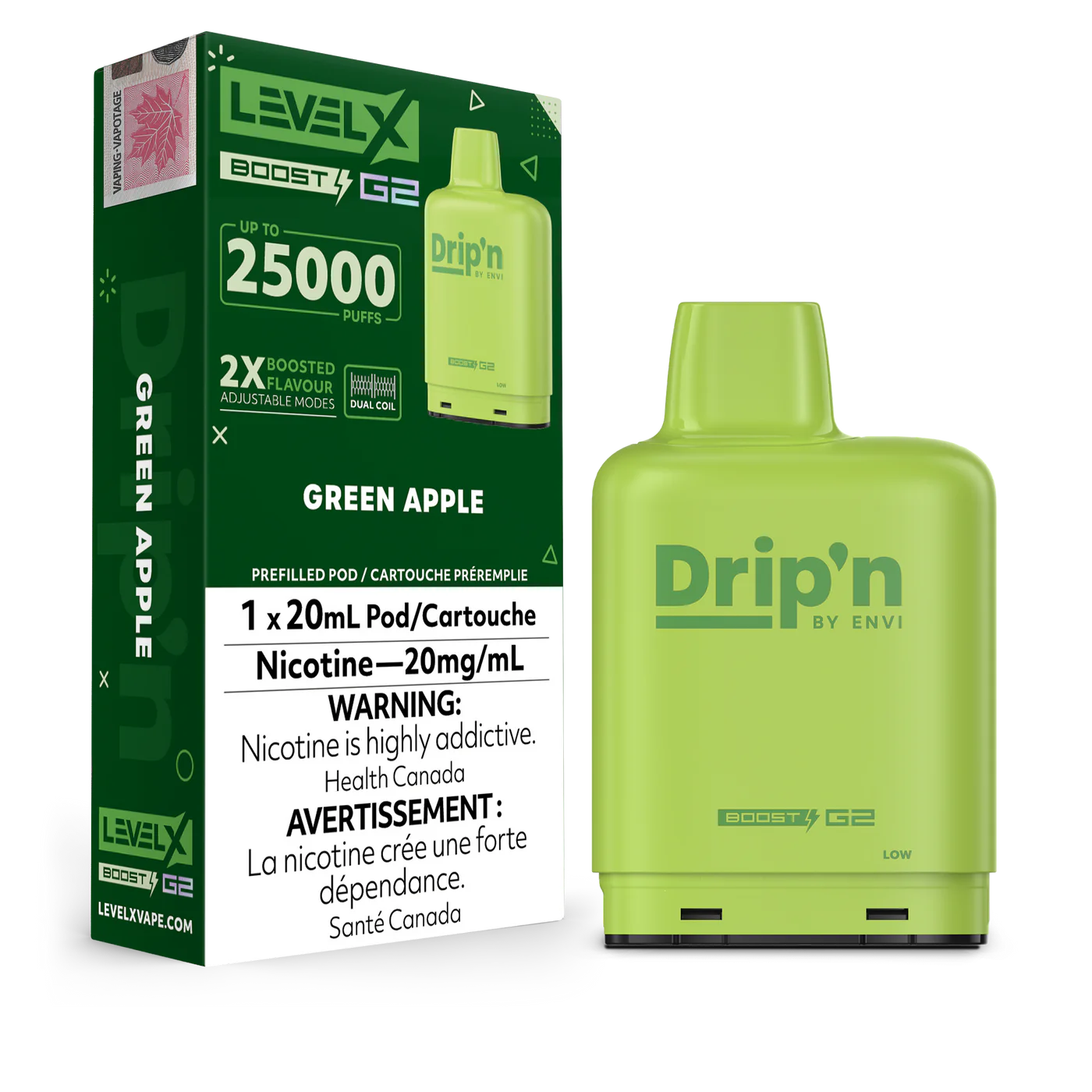 Drip’n Level X Boost Pod G2 - Green Apple (Vape tax included)