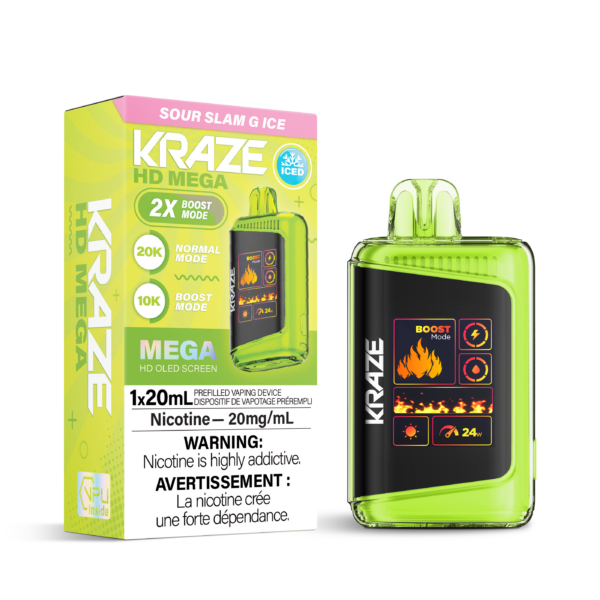 Kraze 20000 Disposable - Sour Slam G Ice 20mg (Vape tax included)