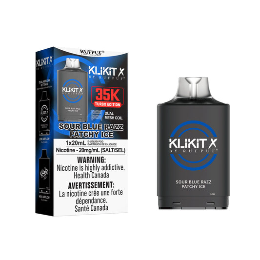 Rufpuf Klikit X 35000 Pod- Sour Blue Razz Patchy Ice (Vape tax included)