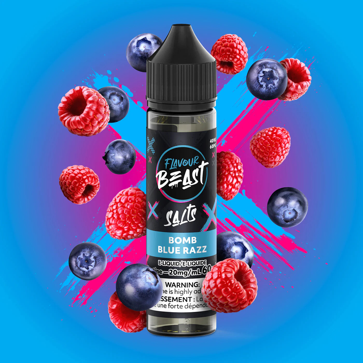 Flavour Beast E-Liquid- Bomb Blue Razz 60ml 20mg (Vape tax included)