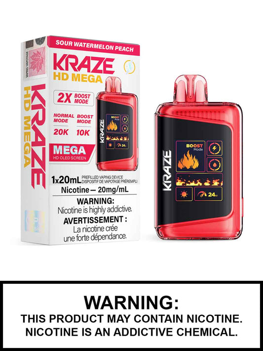 Kraze 20000 Disposable - Sour Watermelon Peach 20mg (Vape tax included)