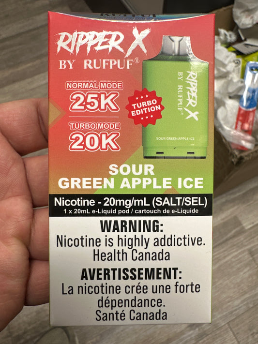 Rufpuf Ripper X Pod - Sour Green Apple Ice (Vape tax included)