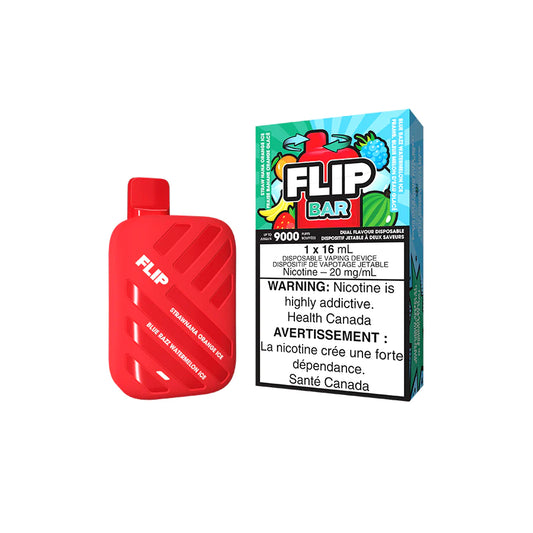 Flip Bar 9000 Disposable - Straw Nana Orange Ice + Blue Razz Watermelon Ice 20MG (Vape tax included)