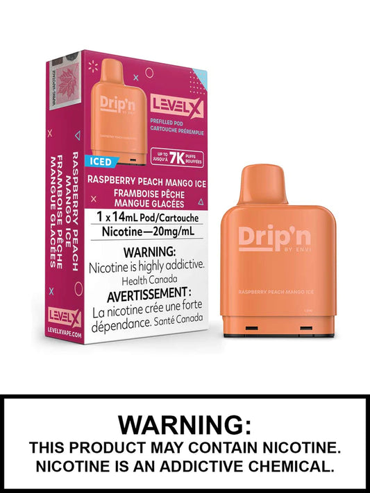 Drip’n Level X 7000 Pod - Raspberry Peach Mango Ice (Vape tax included)