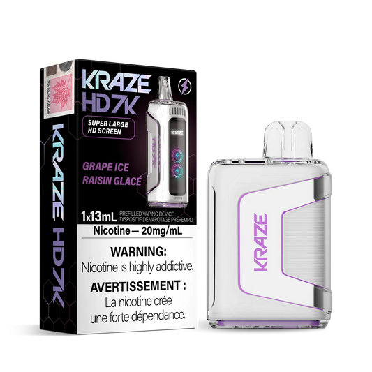 Kraze 7000 Disposable - Grape Ice 20MG (Vape tax included)