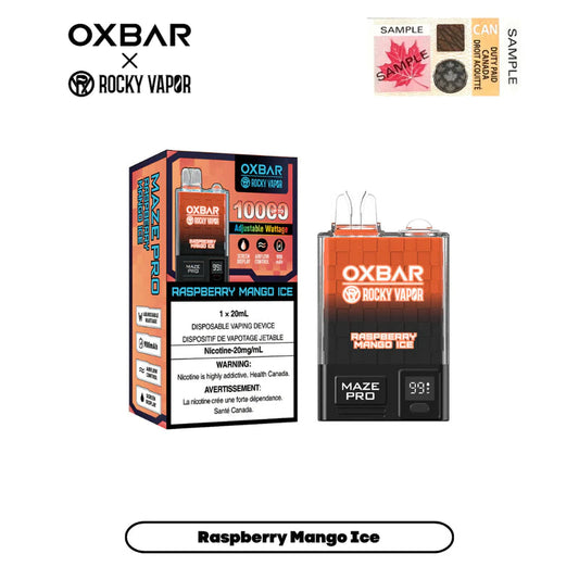 Oxbar 10000 puffs Raspberry Mango Ice (Vape tax included)