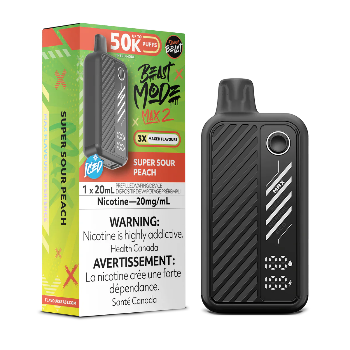 Flavour Beast Beast Mode Max 2 50000 (AB) - Super Sour Peach