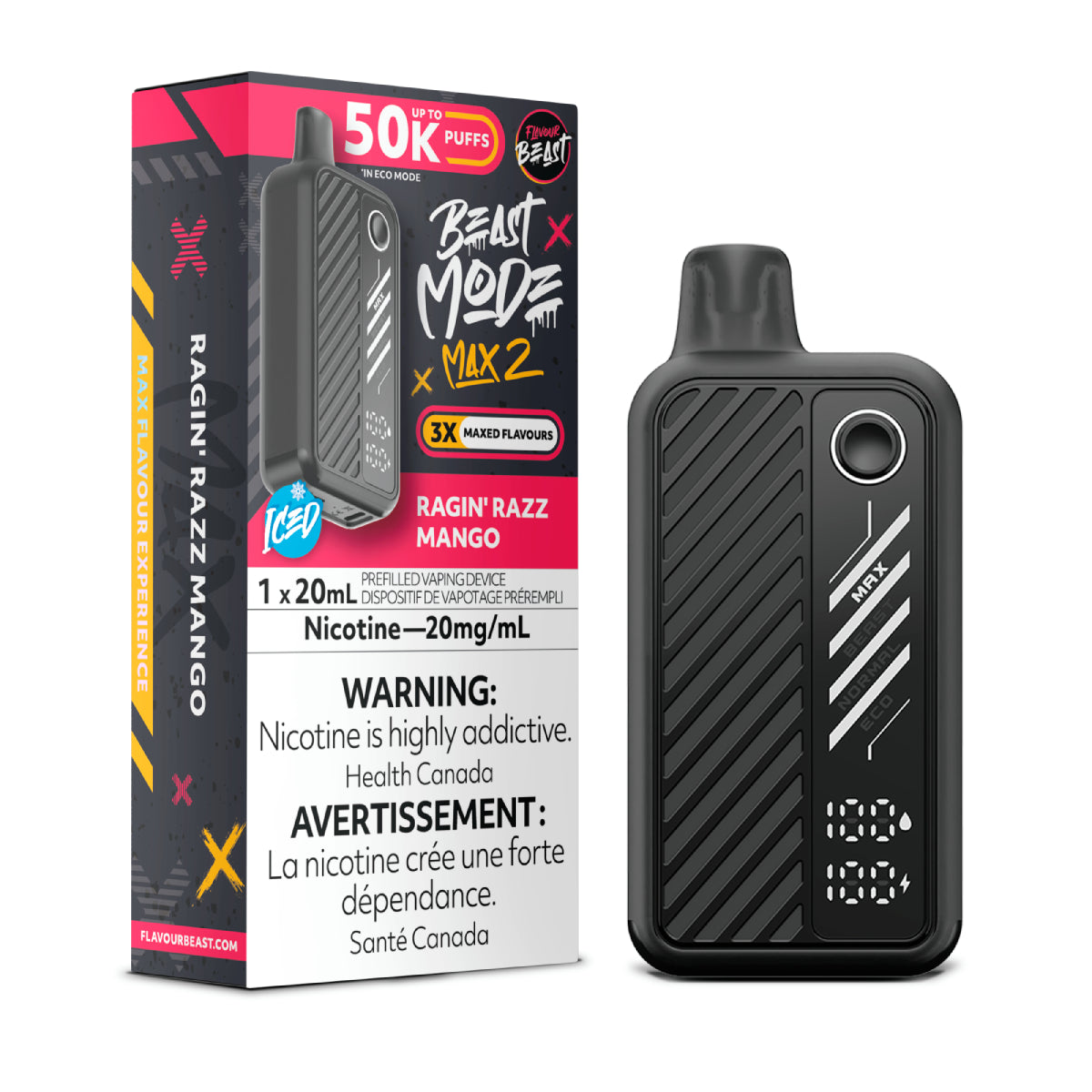 Flavour Beast Beast Mode Max 2 50000 (AB) - Ragin’ Razz Mango