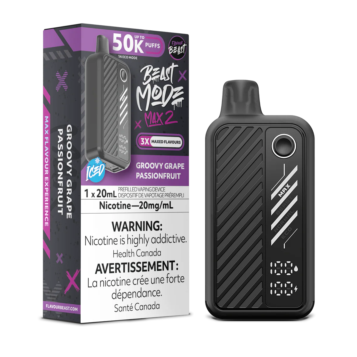 Flavour Beast Beast Mode Max 2 50000 (AB) - Groovy Grape Passionfruit