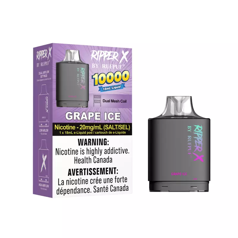 Rufpuf Ripper X 10000 Pod - Grape Ice (Vape tax included)