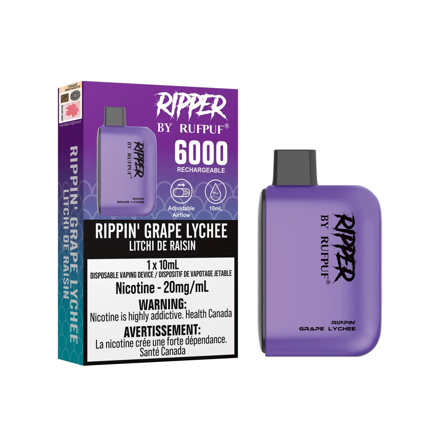 Rufpuf Ripper 6000 Rippin’ Grape Lychee (20mg) (Excise tax)