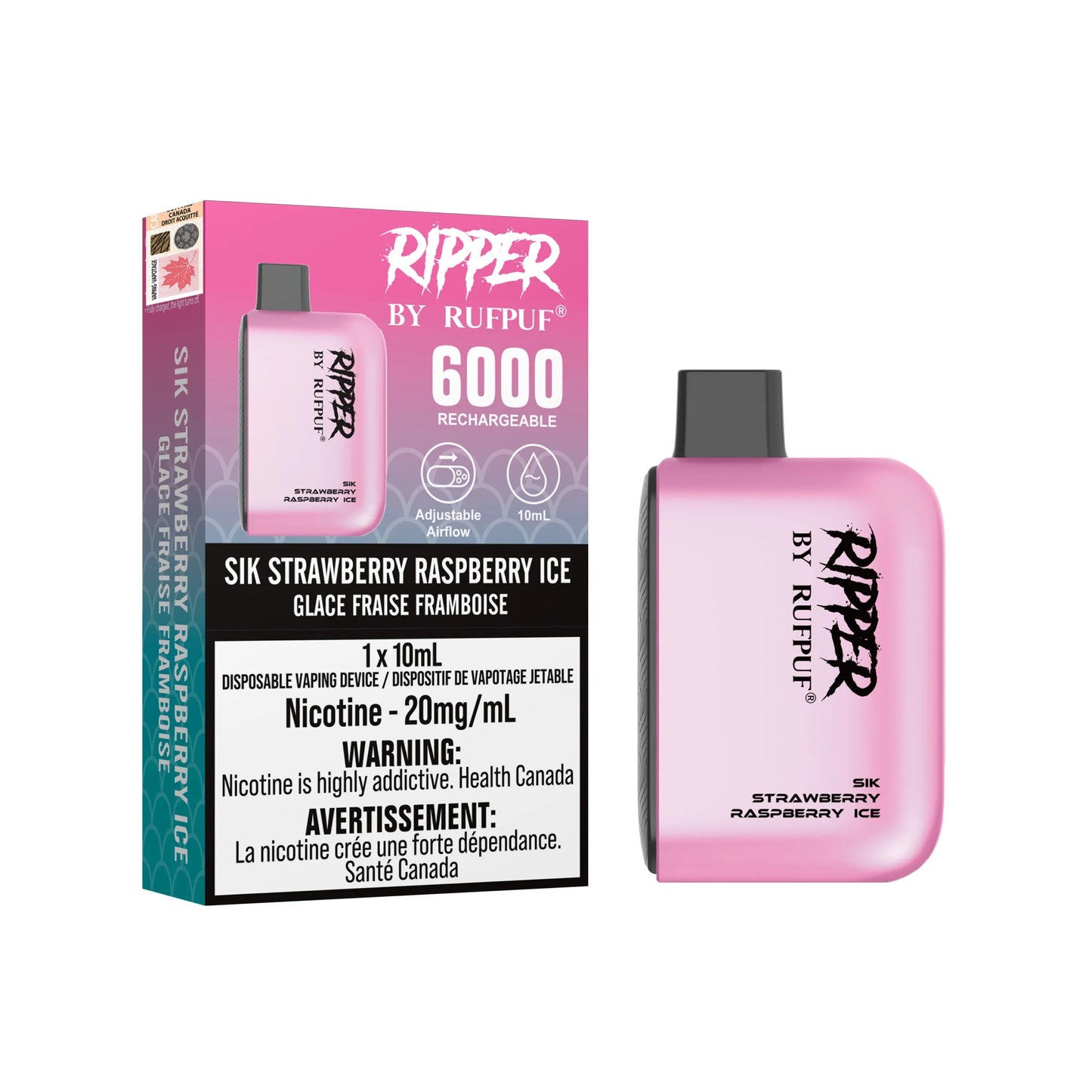 Rufpuf Ripper 6000 Sik Strawberry Raspberry Ice (20mg) (Excise tax)