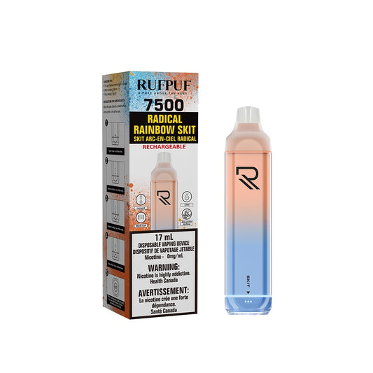 *Nicotine free* 7500 RUFPUF Radical Rainbow Skit 0mg (Vape tax included)